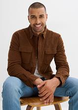 Thermo-Cordhemd mit Stretchanteil und warmen Fleecefutter in braun im Look (Totalaufnahme) - bonprix