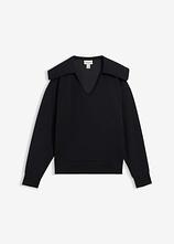 Optional[Sweatshirt mit breitem Kragen aus Viskose-Mix in schwarz von vorne - bonprix]