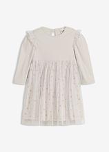 Optional[Bodykleid mit Rüschen und Tüll in grau von vorne - bonprix]