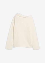 Gerippter Oversize-Pullover in weiß von vorne - bonprix