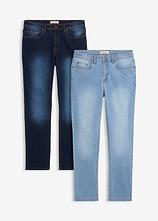 Optional[Leichte Regular Fit Stretch-Jeans, Straight (2er Pack) in blau von vorne - bonprix]