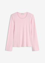 Optional[Geripptes Langarmshirt in rosa von vorne - bonprix]