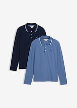 Poloshirt aus reiner Bio-Baumwolle (2er Pack) in blau von vorne - bonprix