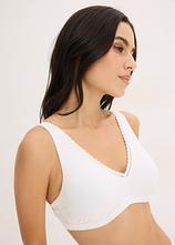 Optional[Gepolstertes Bralette ohne Bügel ​mit Bio-Baumwolle und Spitze in weiß (Detailaufnahme) - bonprix]