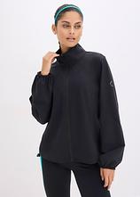 Optional[Oversized Sportjacke aus stabilem Baumwollgriff in schwarz von vorne (im Anschnitt) - bonprix]
