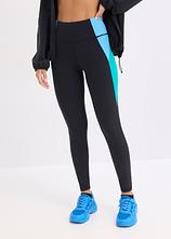 Optional[Komfort-Sport-Leggings in Kontrastfarben, schnelltrocknend in schwarz von vorne - bonprix]