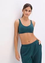 Optional[Sport-BH mit leichtem Halt  aus geripptem Material in petrol von vorne (im Anschnitt) - bonprix]