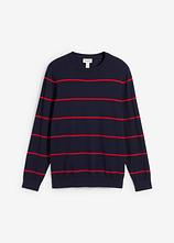 Feinstrickpullover, Regular Fit in blau von vorne - bonprix