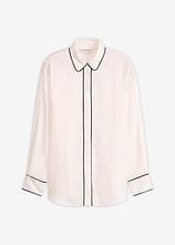 Hemdbluse aus fließendem Satin in weiß von vorne - bonprix