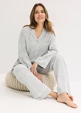 Optional[Pyjama mit Viskose und Knopfleiste in grau im Look (Totalaufnahme) - bonprix]