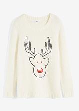 Optional[Weihnachtspullover in weiß von vorne - bonprix]