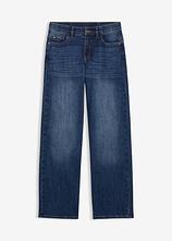 Wide-Leg-Jeans Mid Waist in blau von vorne - bonprix