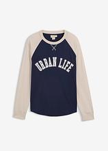 Langarmshirt aus reiner Bio-Baumwolle in blau von vorne - bonprix