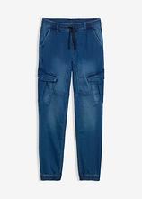 Regular Fit Cargo-Sweatjeans mit Bequembund, Straight in blau von vorne - bonprix