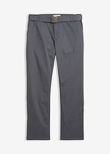 Regular Fit Chinohose mit Komfortbund und Gürtel, Straight in grau von vorne - bonprix