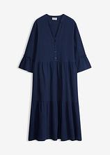 Maxikleid aus weichem Musselin in blau von vorne - bonprix