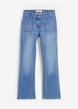 Flared-Jeans Mid Waist, Bequembund in blau von vorne - bonprix