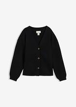 Strickjacke aus Baumwoll-Mix in schwarz von vorne - bonprix