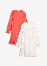 Nachthemd aus weicher Baumwolle (2er Pack) in weiß von vorne - bonprix