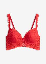 Push-up-BH aus weicher Spitze in rot von vorne - bonprix