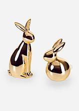 Deko-Figuren Hasen (2-tlg. Set) in gold von vorne - bonprix
