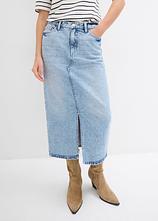 Jeansrock in Midilänge in blau von vorne - bonprix
