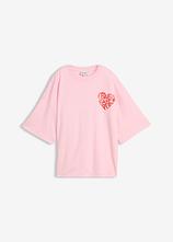 Boxy-Shirt aus schwerer Baumwolle in rosa von vorne - bonprix