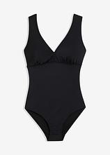 Medium Shape-Badeanzug mit V-Ausschnitt in schwarz von vorne - bonprix