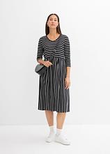 Baumwoll-Jerseykleid, Midilänge in schwarz im Look von vorne (Totalaufnahme) - bonprix