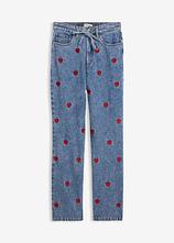 Loose Straight-Jeans High Waist in blau von vorne - bonprix