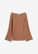 Langarmshirt aus softem Viskose-Mix	 in braun von vorne - bonprix