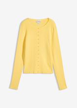 Feinstrickjacke aus softem Viskose-Mix in gelb von vorne - bonprix