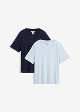 Heavy Jersey Shirt aus reiner Bio-Baumwolle  (2er Pack) in blau von vorne - bonprix