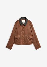 Velourslederimitat-Jacke in braun von vorne - bonprix