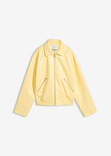 Kurze Lederimitat-Jacke in gelb von vorne - bonprix