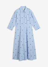 Hemdblusenkleid aus reiner Bio-Baumwolle in blau von vorne - bonprix