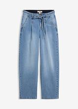 Barrel-Jeans Mid Waist in blau von vorne - bonprix