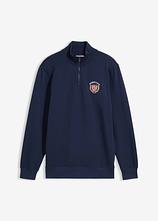 Sweatshirt mit Troyerkragen aus reiner Baumwolle in blau von vorne - bonprix
