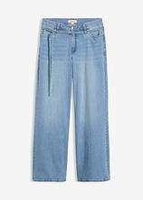 Wide-Leg-Jeans Mid Waist in blau von vorne - bonprix
