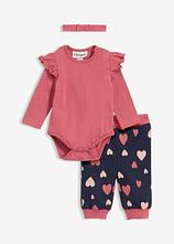 Set aus Body + Hose + Stirnband (3-tlg.Set) in lila von vorne - bonprix