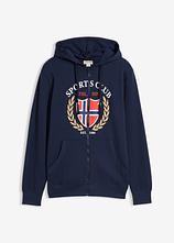 Kapuzen-Sweatjacke aus reiner Baumwolle in blau von vorne - bonprix