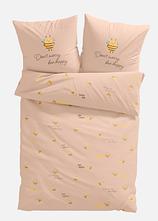 Baumwollmix-Bettwäsche in beige von vorne - bonprix