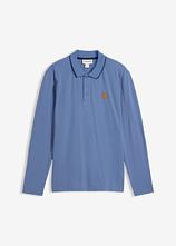 Klassisches Langarm-Poloshirt im Regular Fit mit kontrastfarbigen Akzenten in blau von vorne - bonprix