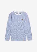 Langarmshirt aus reiner Bio-Baumwolle in blau von vorne - bonprix