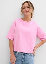 T-Shirt aus reiner Bio-Baumwolle in rosa von vorne (im Anschnitt) - bonprix