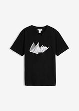 T-Shirt aus reiner Bio-Baumwolle in schwarz von vorne - bonprix