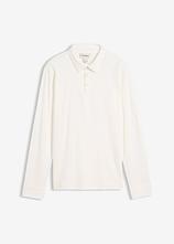 Langarm-Poloshirt aus extraweicher Baumwolle, Regular Fit in weiß von vorne - bonprix