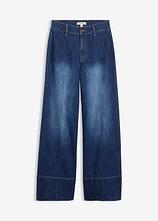 Wide-Leg-Jeans High Waist in blau von vorne - bonprix