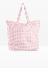 Canvas Shopper mit Vichykaro Print in rosa von vorne - bonprix