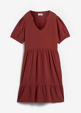 Oversized-Kleid aus Baumwoll-Musselin in braun von vorne - bonprix